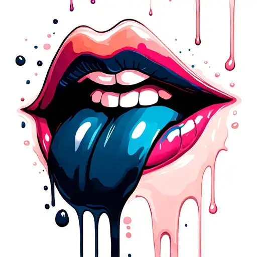 lips, tongue, dripping milk tattoo design idea