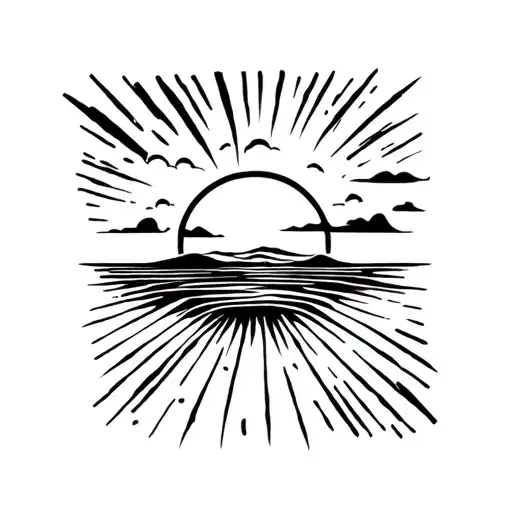 beach sunset sky tattoo design idea