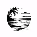 beach sunset sky tattoo design idea