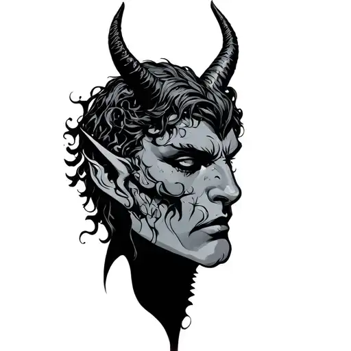 devil whispering my ear tattoo design idea