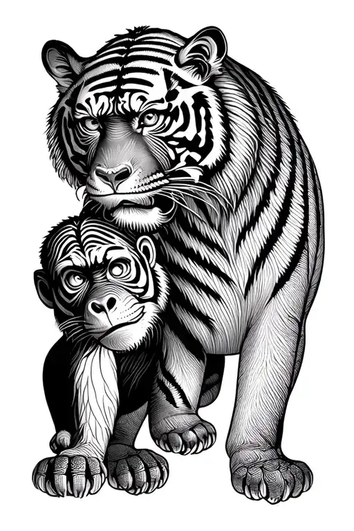 tiger and monkey chinese zodiac tattoo design idea