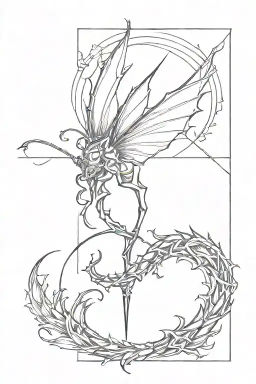 gothic butter fly and dragon spine tattoo design tattoo design idea
