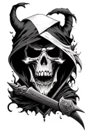 half good half evil reaper tattoo design idea