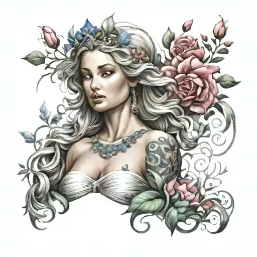 Aphrodite realism and graphics tattoo design idea
