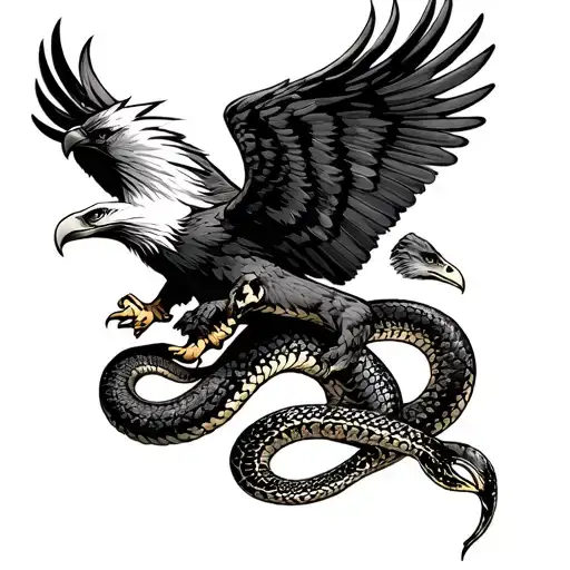 eagle and snake in combat tattoo design idea