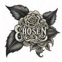 the word 'chosen' tattoo design idea