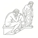 very minimalist simplified school of athens tattoo design idea