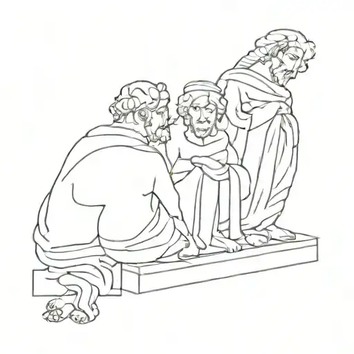 very minimalist simplified school of athens tattoo design idea