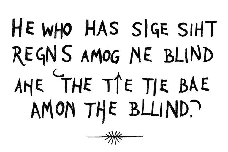 he who has sight reigns among the blind. tattoo design idea