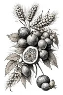 barley, dates, figs, grape vine, olive vine, pomegranate, wheat tattoo design idea