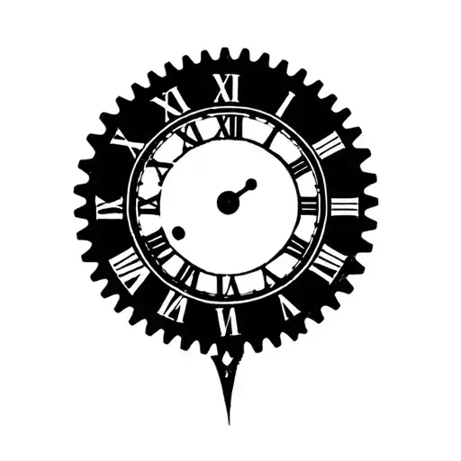gear that looks like a clock with Roman numerals tattoo design idea