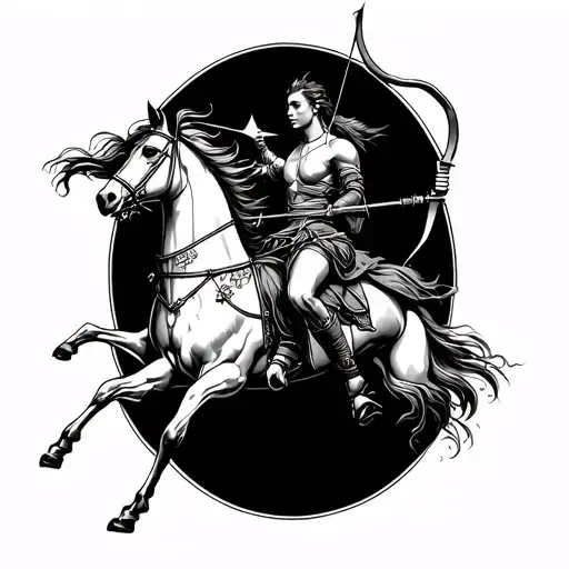 sagittarius archer riding tattoo design idea