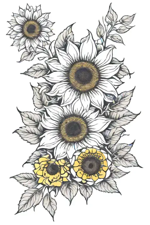 sunflowerre n shell tattoo design idea