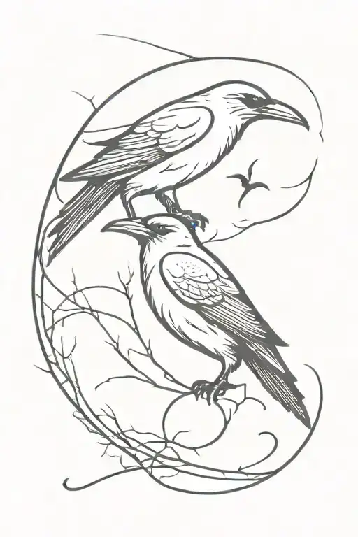 Aesthetic Hugin and Munin tattoo design idea