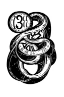 Roman numeral dates intertwined 03 08 24 and 01 24 05 tattoo design idea