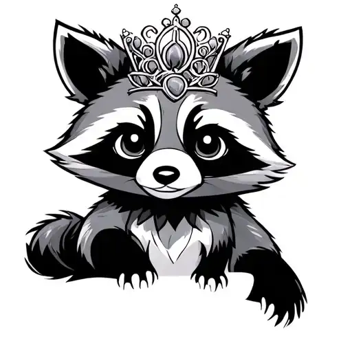 cartoon raccoon princess tattoo design idea