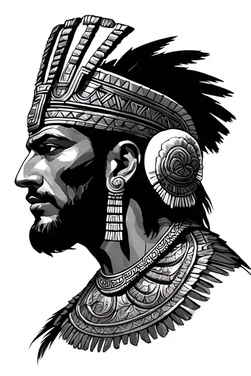 Mayan king in BDSM dominate alpha male with hardlife tattoo design idea