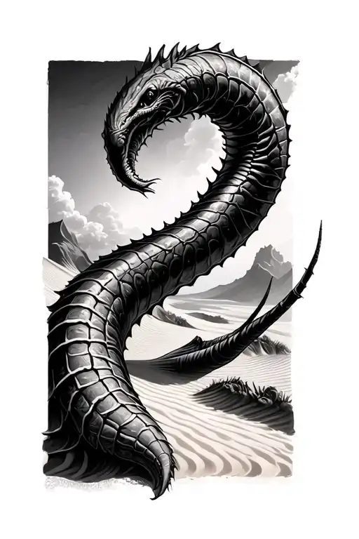 sand worm dune tattoo design idea