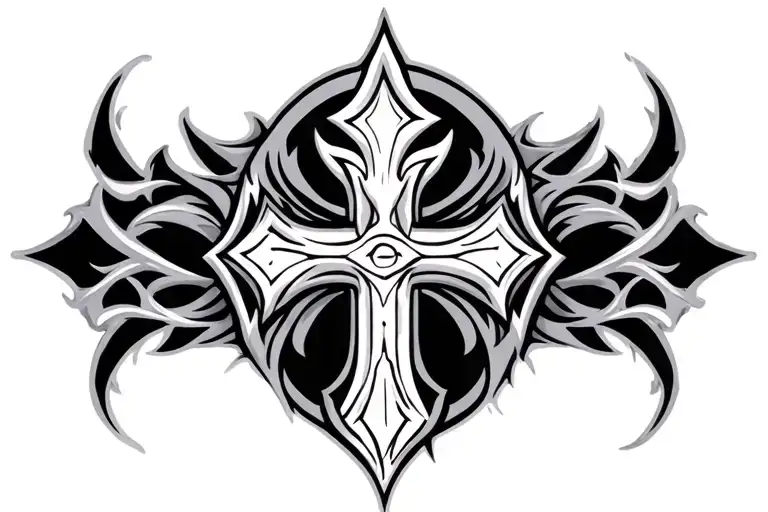 tribal,god, cross tattoo design idea