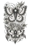 moth and grass tattoo design idea