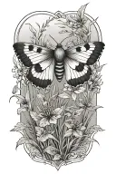 moth and grass tattoo design idea