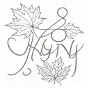 Written "NY" with a maple leaf tattoo design idea