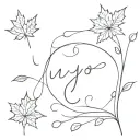 Written "NY" with a maple leaf tattoo design idea