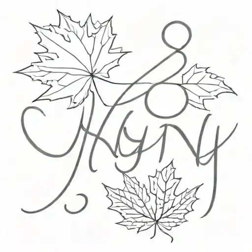 Written "NY" with a maple leaf tattoo design idea