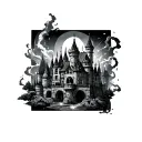 engineer castle tattoo design idea