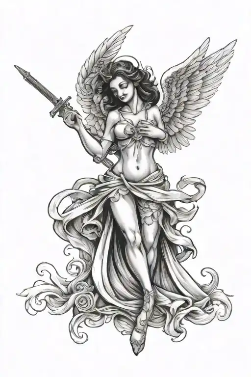 angel gangster tattoo design idea