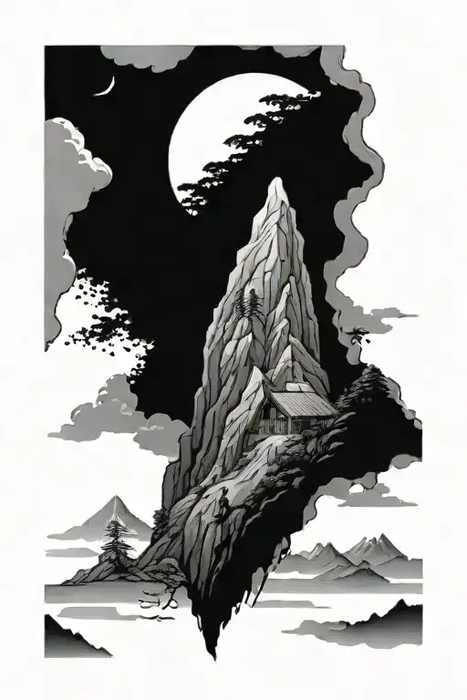 big brother climbing mountain tattoo design idea