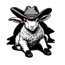 lamb with cowboy hat sitting mini tattoo tattoo design idea