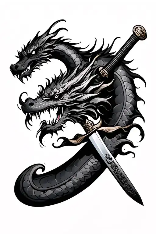 Samurai Sword With Dragon tattoo design idea