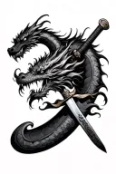 Samurai Sword With Dragon tattoo design idea