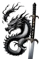 Samurai Sword With Dragon tattoo design idea