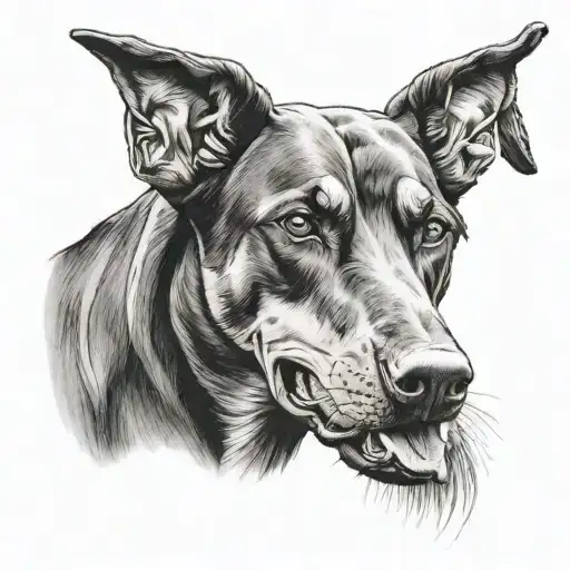 Dobermann Dog ghost face tattoo design idea
