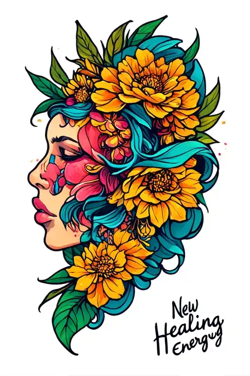 Healing energy in shape tattoo design idea