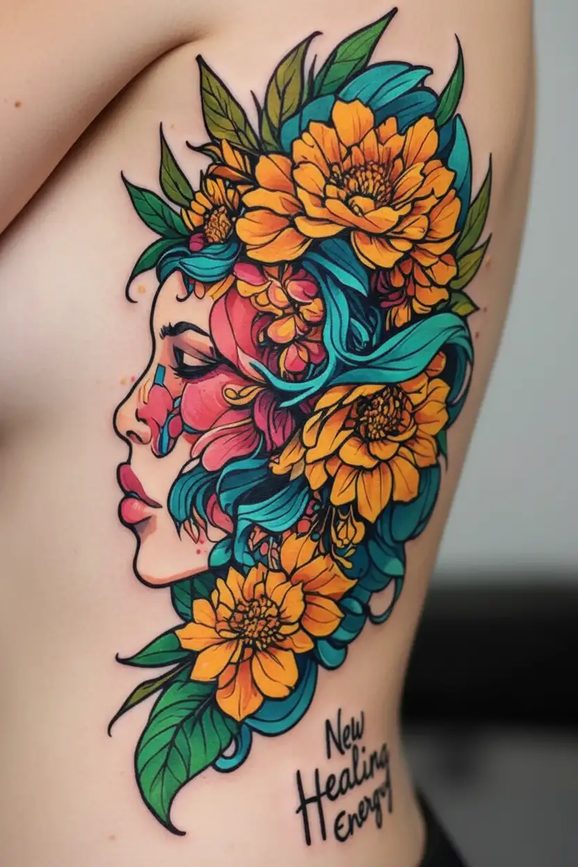 Healing energy in shape tattoo design idea