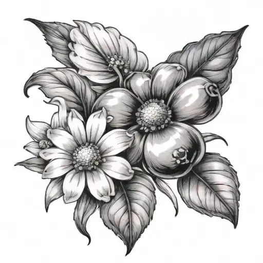 blueberry and daisy tattoo design idea