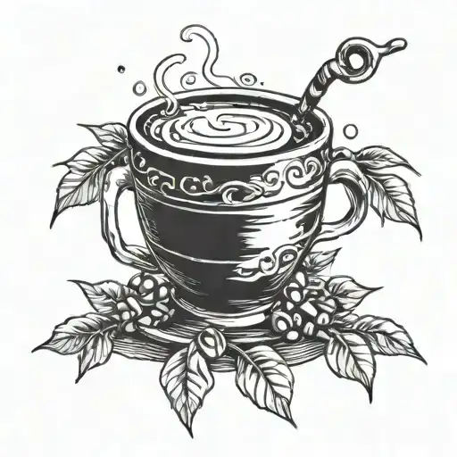  branch of coffee with beans  tattoo design idea