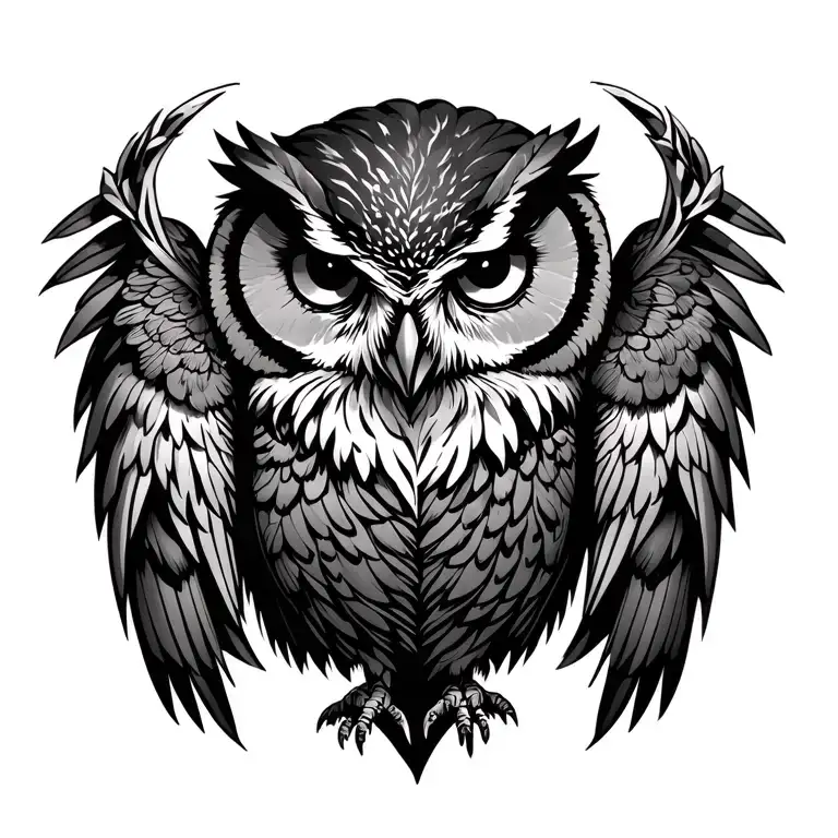 scops owl and sagitarius leo signs combined tattoo design idea