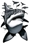 top view of whale shark with sting rays and manta rays tattoo design idea