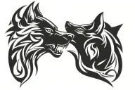 two wolf head tattoo design idea