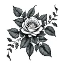 ivy and rose in a dna strand tattoo design idea