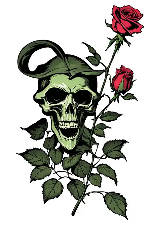 green reaper holding a rose tattoo design idea