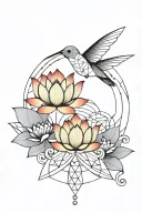 Lotus wreath with hummingbird nest in the middle  tattoo design idea