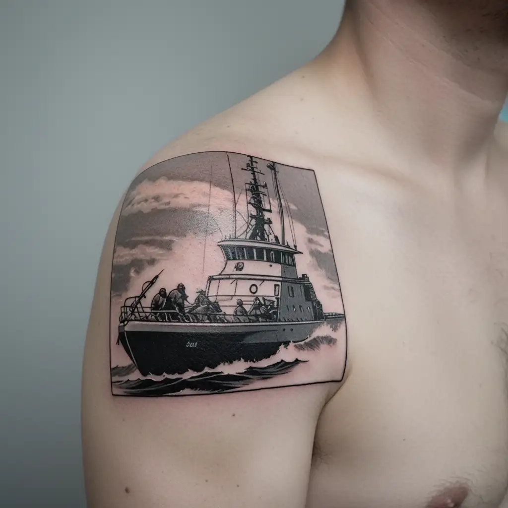 navy patrol boat boarding tattoo design idea