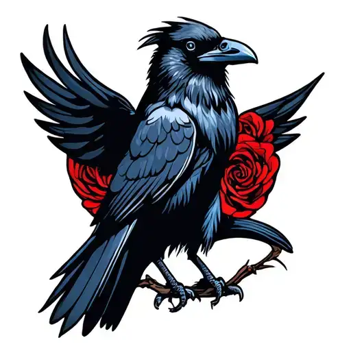 raven perched tattoo design idea