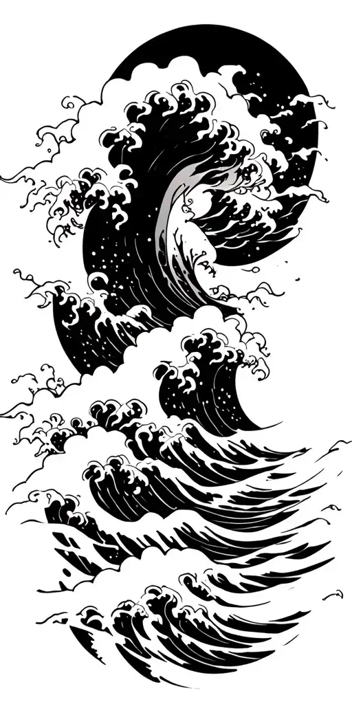 japanese waves tattoo design idea