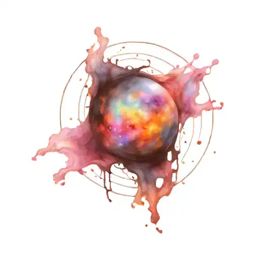 space themed black hole with singularity  tattoo design idea